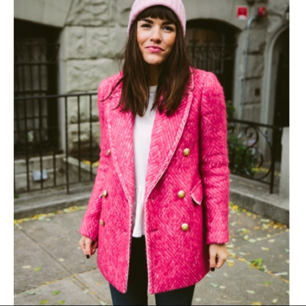 Jcrew Pink Diamond Tweed Coat - Size 00